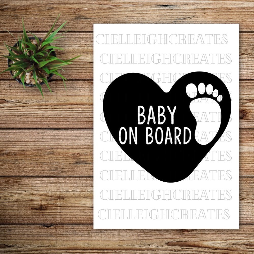 *2 for $20* Baby on Board Vinyl decal Sticker Handcrafted Heart Foot
